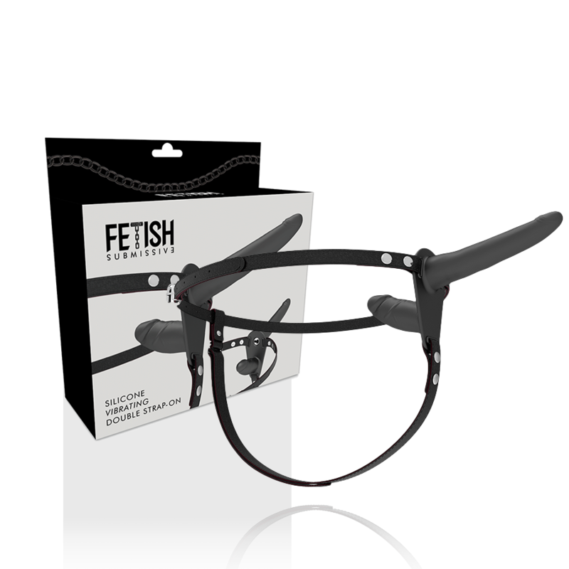 Fetish Submissive - Gode Ceinture Double Pénétration Noir / 15 cm