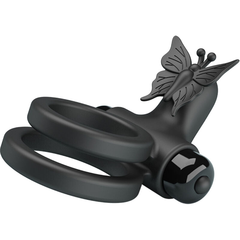 Anneau Pénien Vibrant Double Stimulateur Noir - Pretty Love - PRETTY LOVE MALE