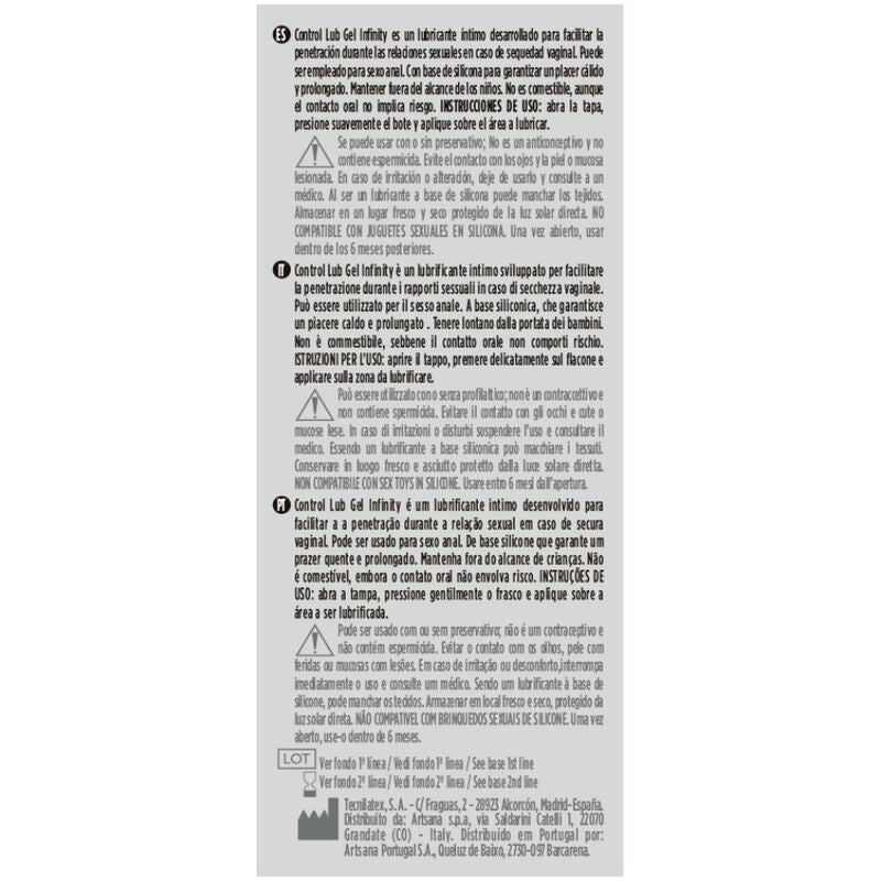 Lubrifiant Intime Control Infinity Base Silicone 75ml - Control - CONTROL LUBES