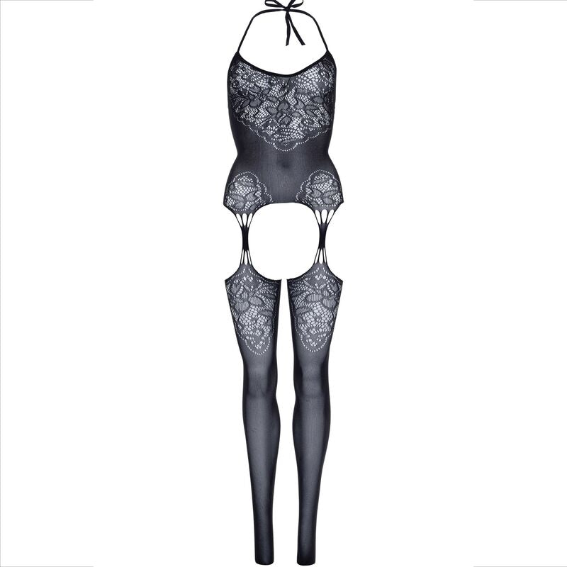 Bodystocking Dentelle Dos Nu Halter Noir - Leg Avenue