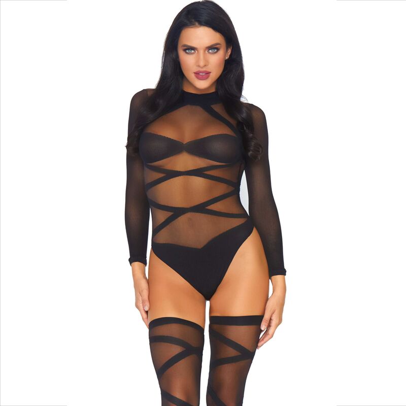 Body Cache-Coeur Transparent 2 Pièces avec Bas Cuissards - Leg Avenue