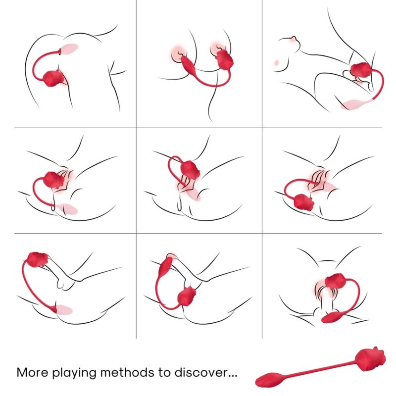 Stimulateur Clitoridien Rose 2 en 1 Aspiration Rouge - Armony