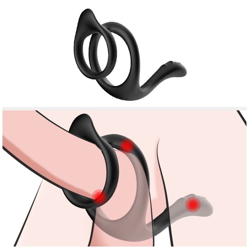 Anneau Pénien Double Queue Anal Noir - Armony