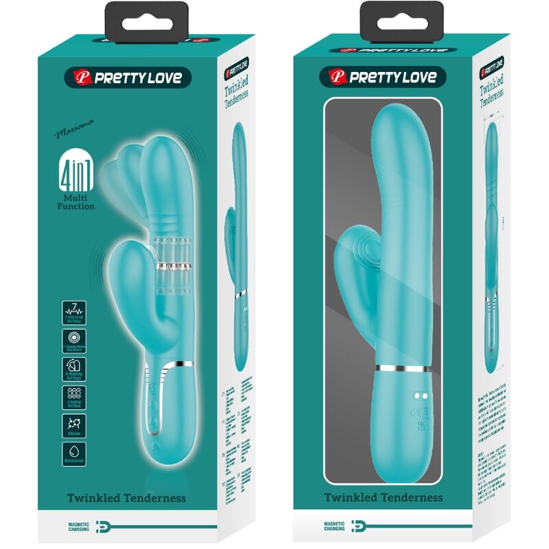 Pretty Love – Vibromasseur Rabbit 7 Modes de Vibration Vert Aqua