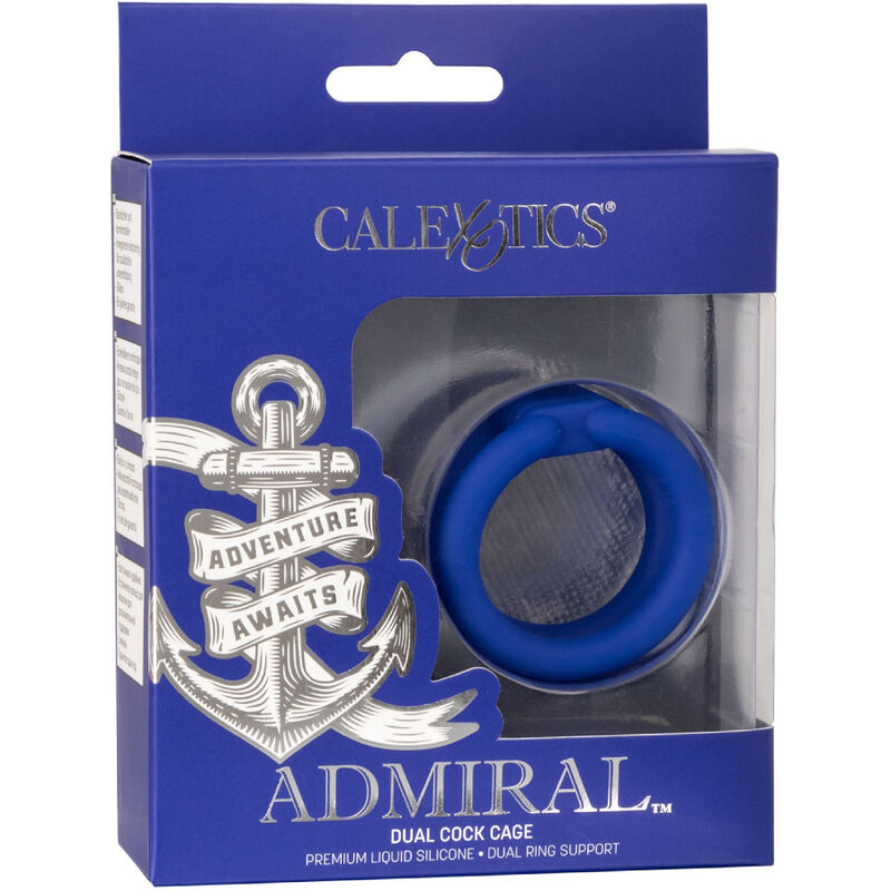 Anneau Pénien Admiral Cage Double Cock Bleu - CalExotics
