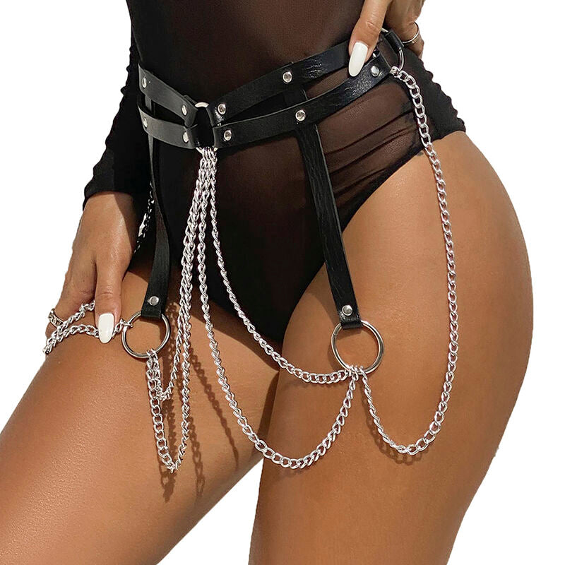 Ceinture Chaîne Cuir Noir Taille Unique - Subblime - SUBBLIME FETISH