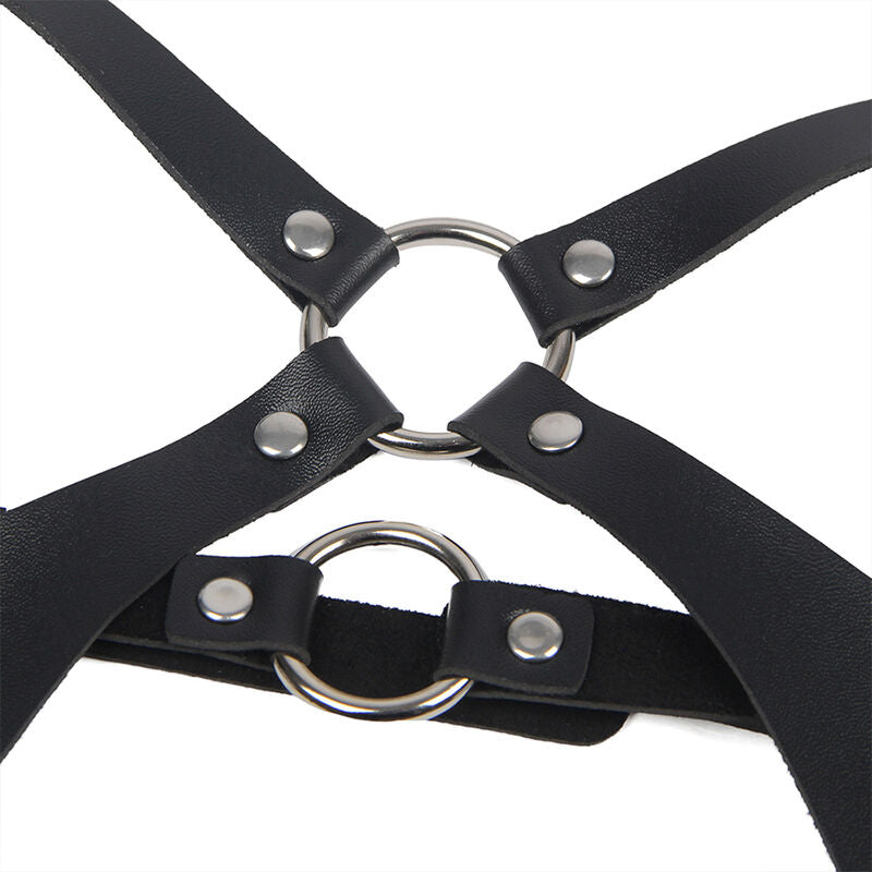 Harnais Complet Cuir Noir avec Boucles Taille Unique - Subblime - SUBBLIME FETISH