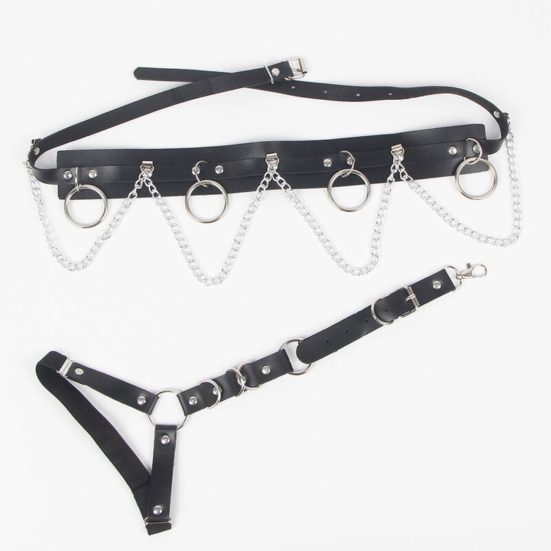 Harnais Ceinture Jarretières Subblime Anneaux Chaîne Noir - SUBBLIME FETISH