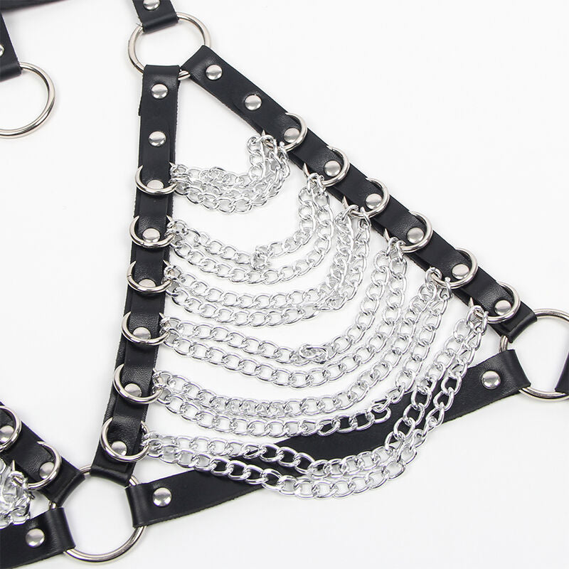 Ensemble Harnais Soutien-Gorge et Collier Chaîne Noir - Subblime - SUBBLIME FETISH