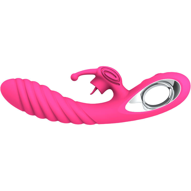 Armony - vibrateur vicky rabbit avec langue anneau de tirage fuchsia