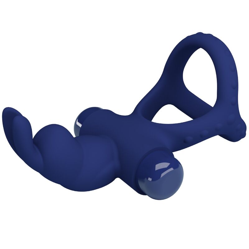 Anneau Pénien Double Vibrant Luchito Lapin Bleu - Pretty Love