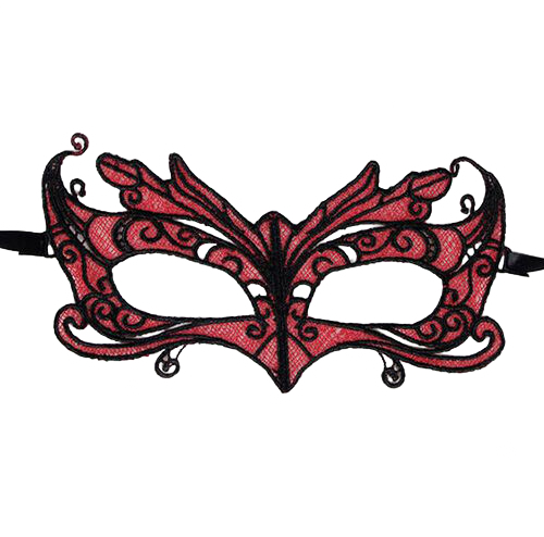 Masque en dentelle détails rouges - Queen Lingerie - QUEEN LINGERIE
