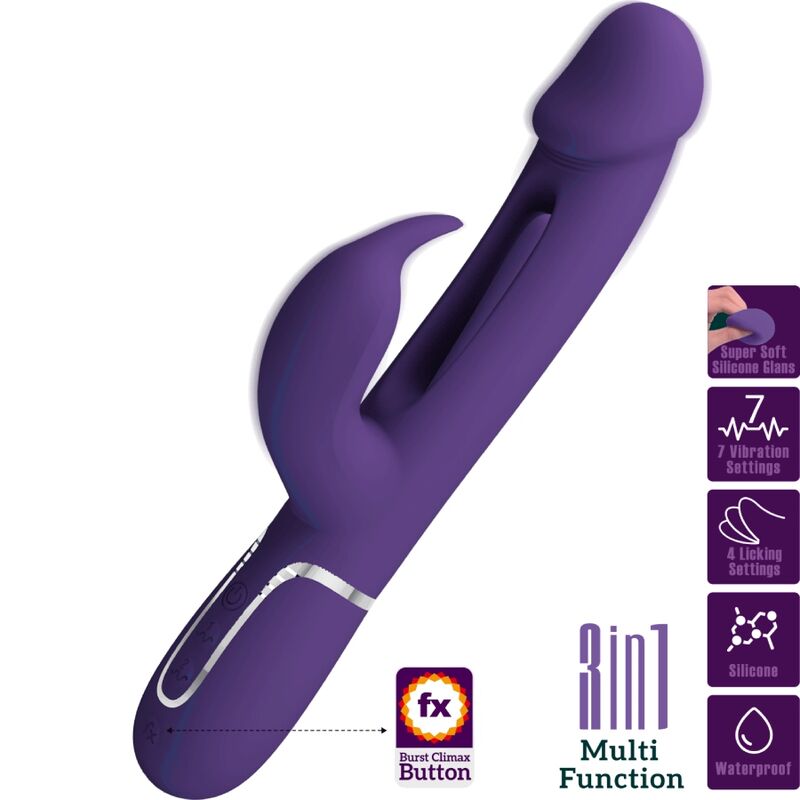 Vibromasseur Rabbit Double Stimulation 3 en 1 Violet - Pretty Love