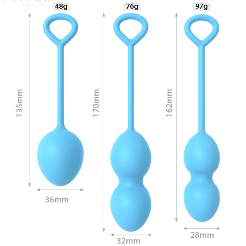 Armony – Kit de 3 Boules de Geisha Bleues en Silicone Renforcement du périnée