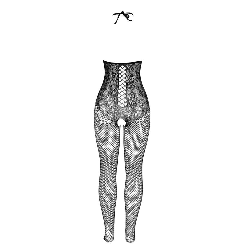 Bodystocking Résille Ouvert Col Licou Noir - Subblime - SUBBLIME BODYSTOCKINGS