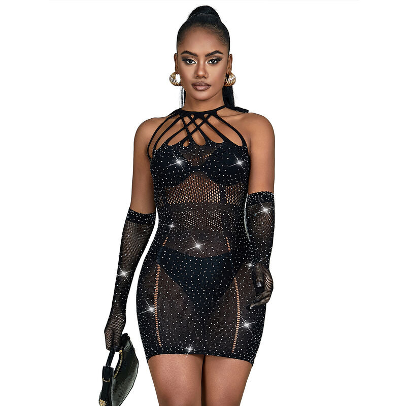Robe réseille avec strass noir taille unique - Subblime - SUBBLIME DRESSES