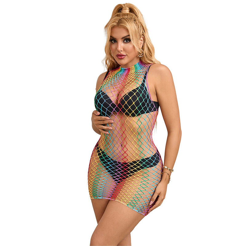 Robe Résille Col Montant Arc-en-ciel Taille Unique - Subblime - SUBBLIME DRESSES