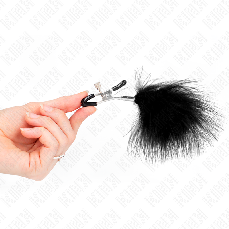 KINK – Pince à tétons avec plumes noir
