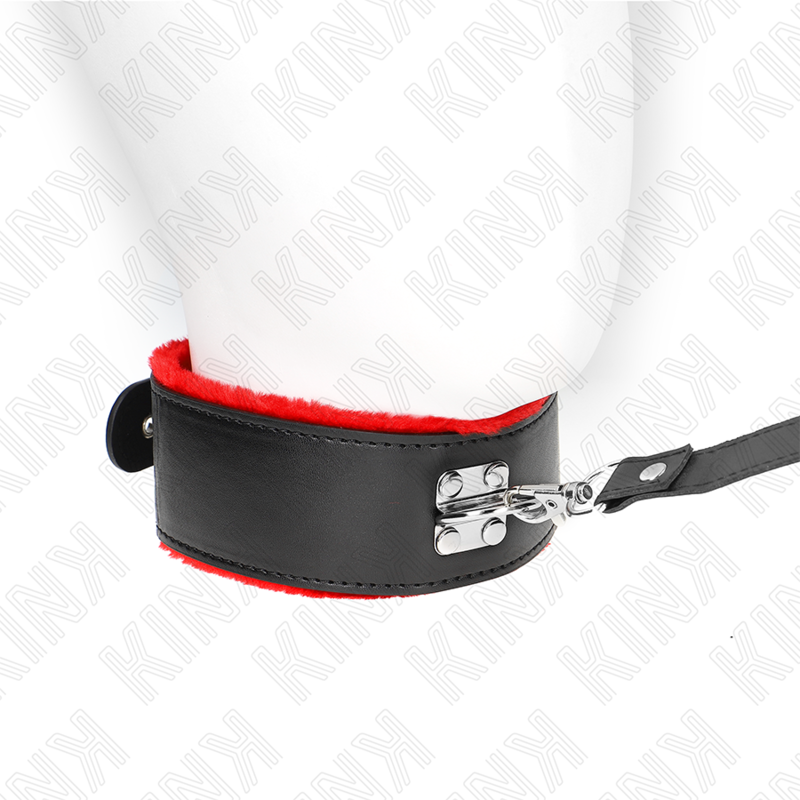 Collier BDSM avec Laisse 116cm Cuir Rouge Ajustable - KINK - KINK COLLAR & GAG