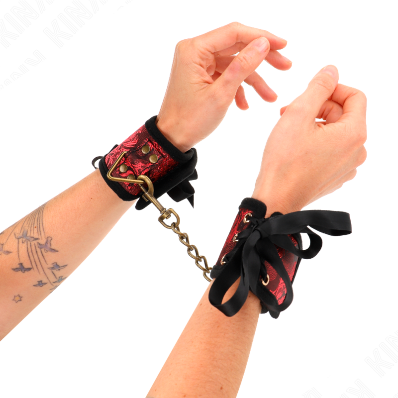 Attache-Poignets Scandal Détails Dentelle Rouge-Noir - Kink - KINK WRIST RESTRAINT