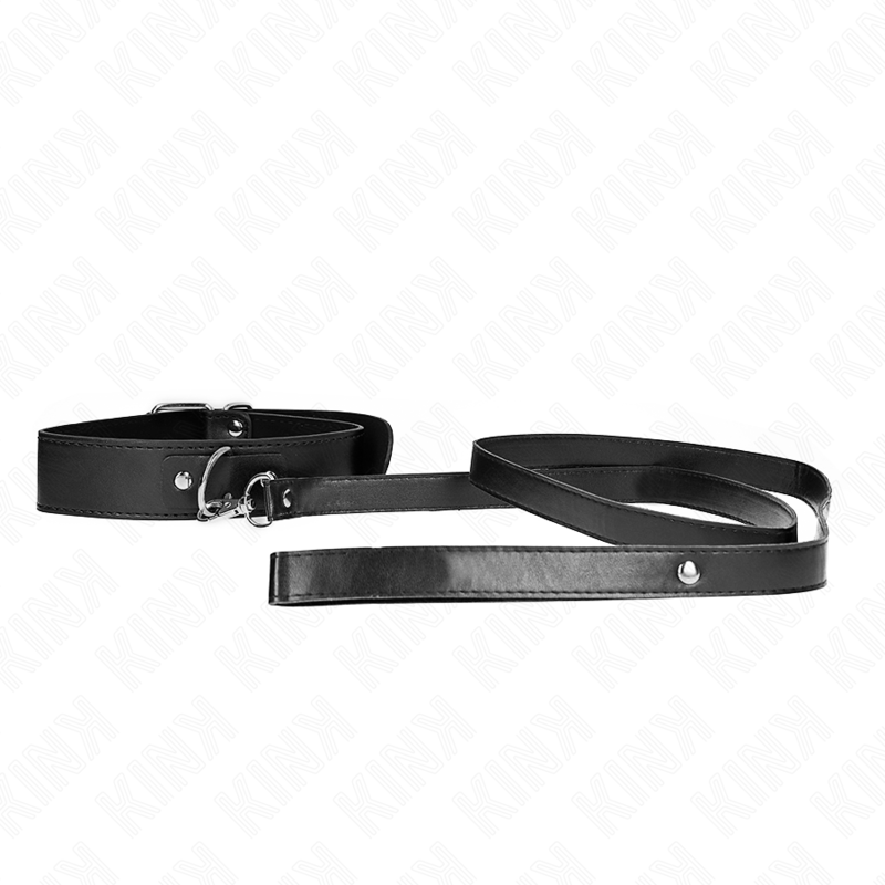 Collier BDSM avec Laisse 116 cm Noir Ajustable - KINK - KINK COLLAR & GAG