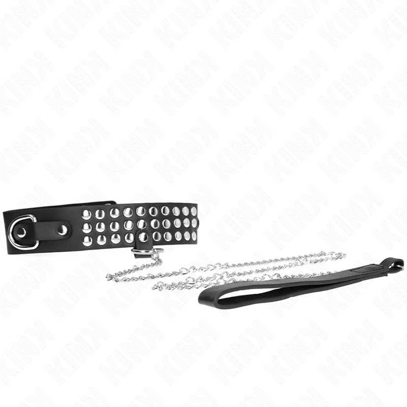 Collier BDSM avec Laisse 65cm Brillant Réglable - KINK - KINK COLLAR & GAG