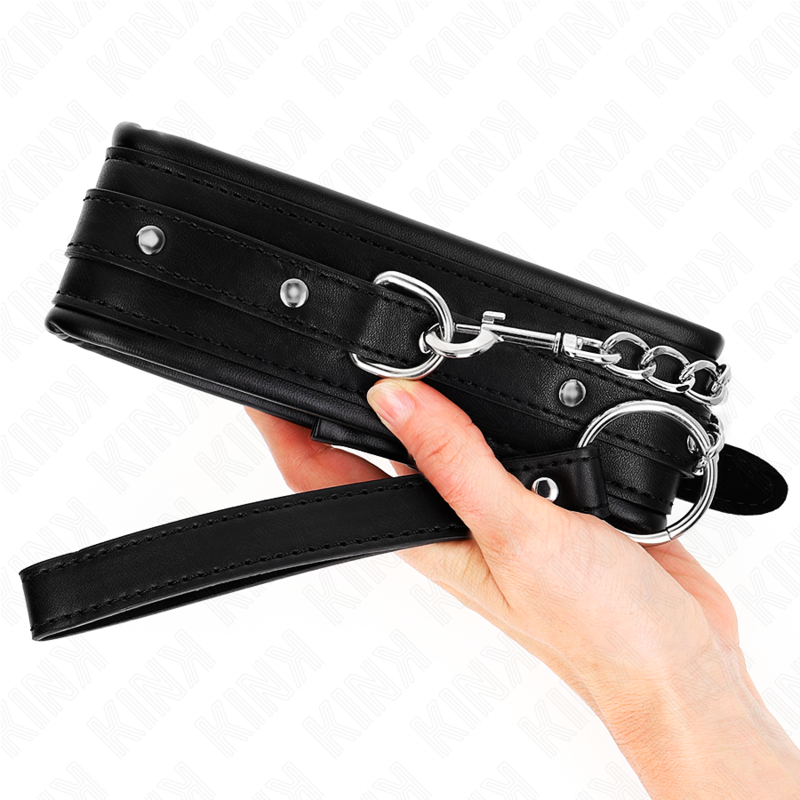 Collier BDSM avec Bracelet à Boucle Brillante 65cm - KINK - KINK COLLAR & GAG