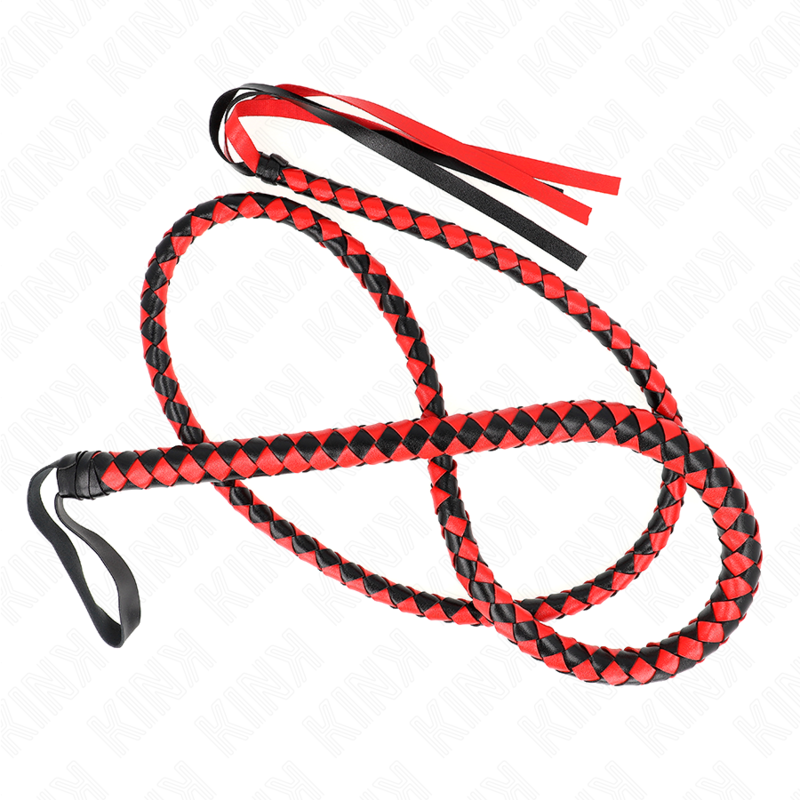 KINK - Fouet BullWhip BDSM Rouge et Noir - 210 cm