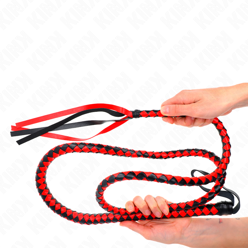KINK - Fouet BullWhip BDSM Rouge et Noir - 210 cm