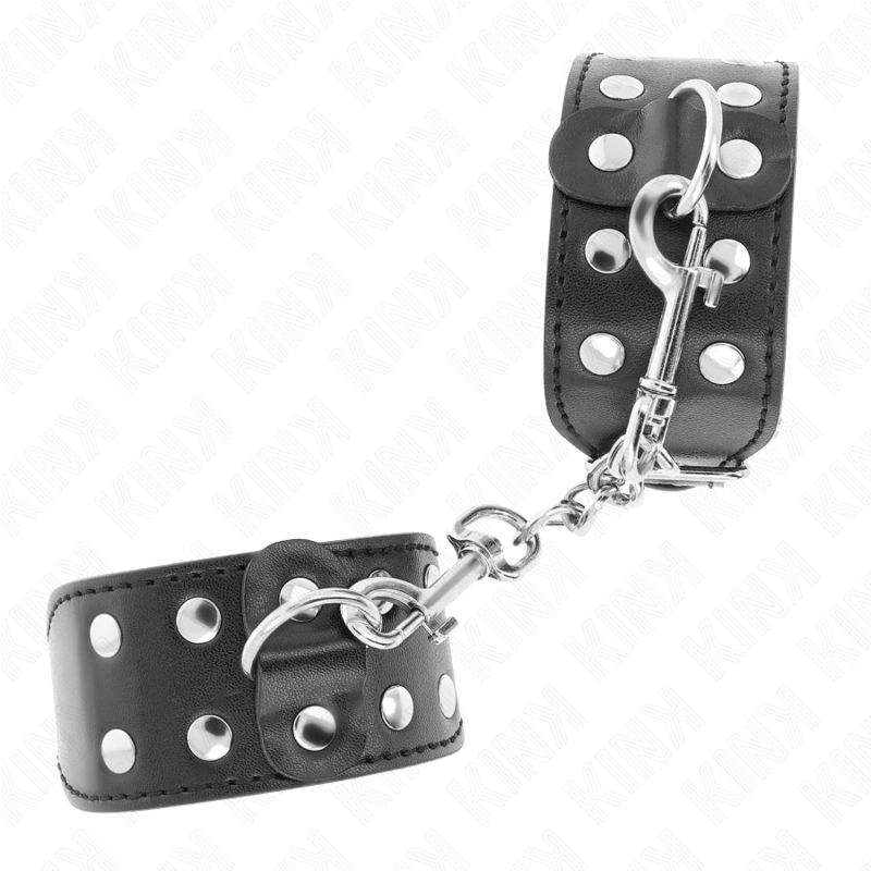Bracelets BDSM Double Ligne Clous Réglables Noir - KINK - KINK WRIST RESTRAINT