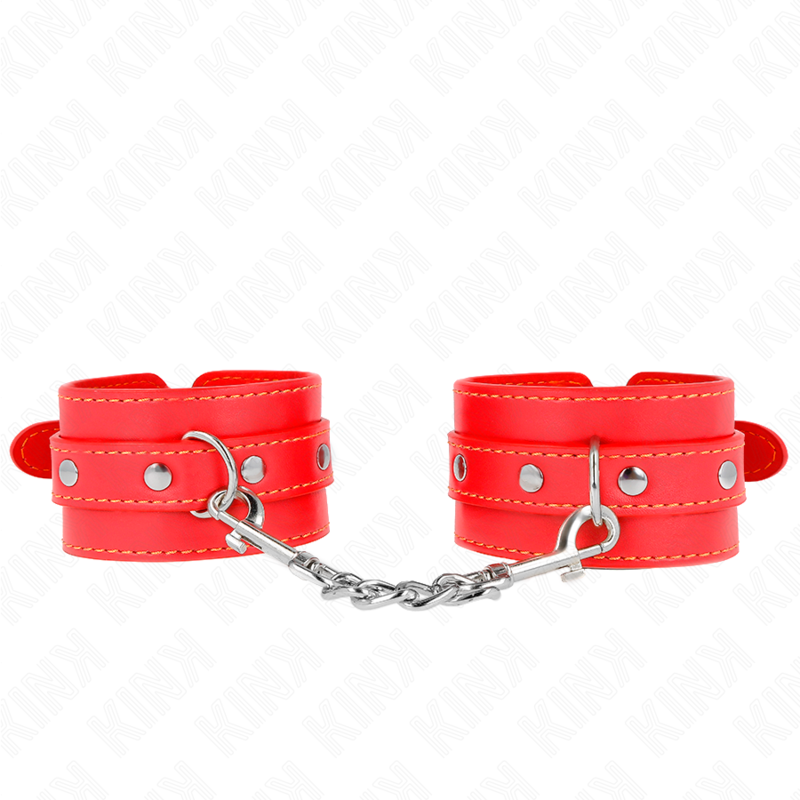 Menottes Cuir KINK Fins Rouges Ajustables 21-33cm - KINK - KINK WRIST RESTRAINT