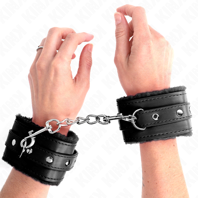 Appui-poignets fourrure premium noir ceinture réglable - Kink - KINK WRIST RESTRAINT