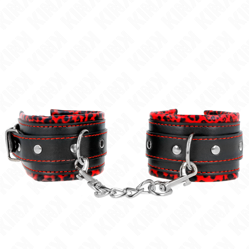 Manchettes BDSM Kink Doublées Fourrure Rouge/Noir - Kink - KINK WRIST RESTRAINT