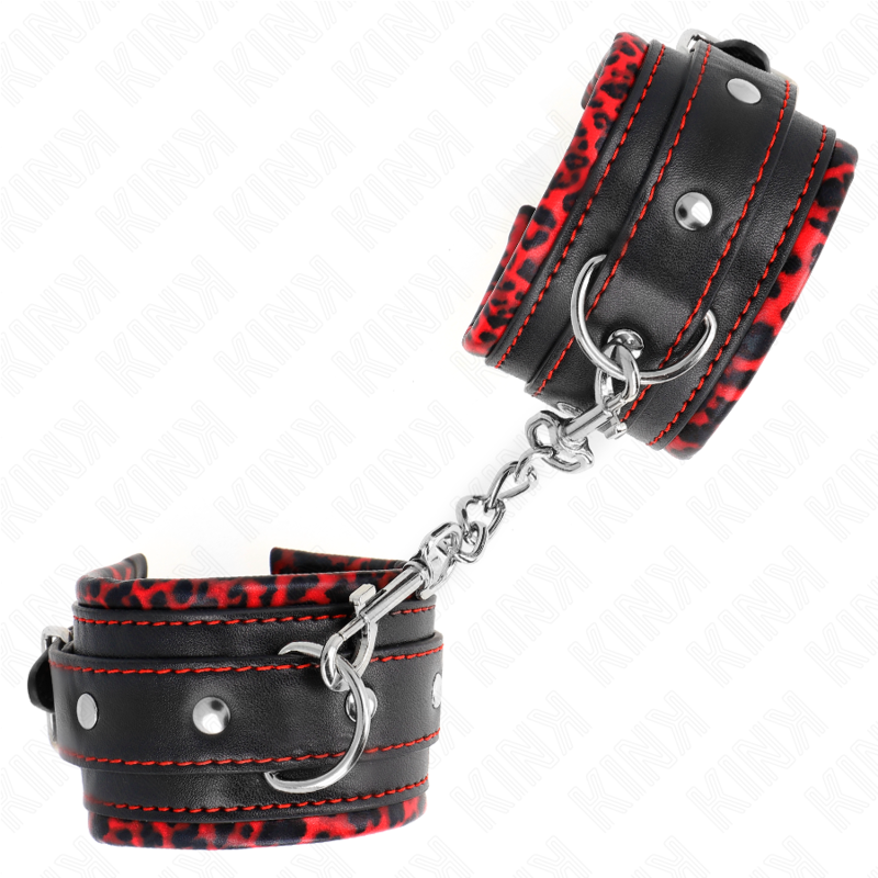 Manchettes BDSM Kink Doublées Fourrure Rouge/Noir - Kink - KINK WRIST RESTRAINT