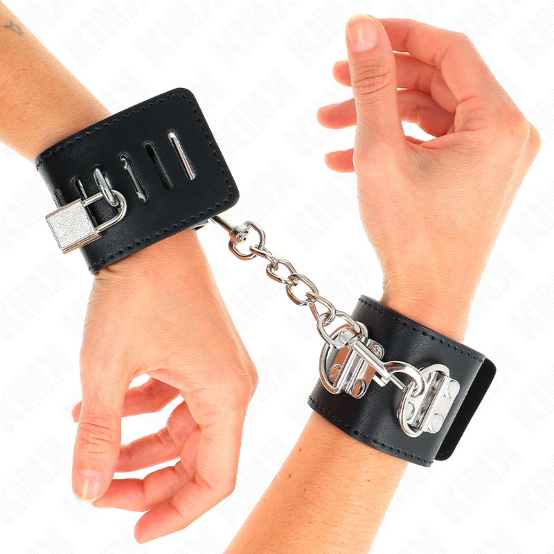 Menottes BDSM Appui-Poignets Cadenas Noir Ajustable - KINK - KINK WRIST RESTRAINT