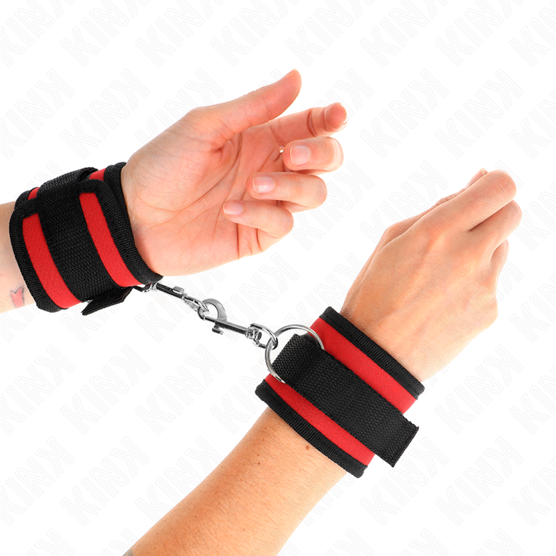 Menottes Nylon KINK Rouge-Noir Réglables - KINK - KINK WRIST RESTRAINT