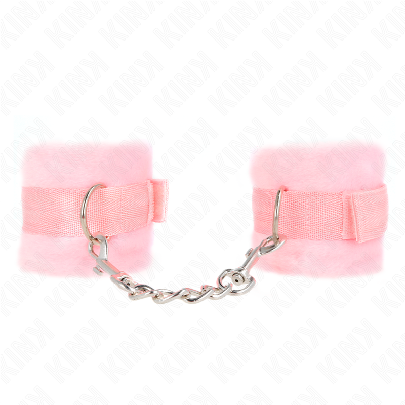 Manchettes BDSM Fourrure Rose Débutant 30cm - KINK - KINK WRIST RESTRAINT