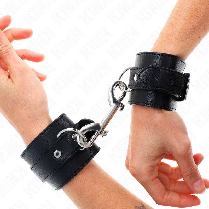 Bracelets BDSM Cuir Rivets Noirs Réglables - KINK - KINK WRIST RESTRAINT