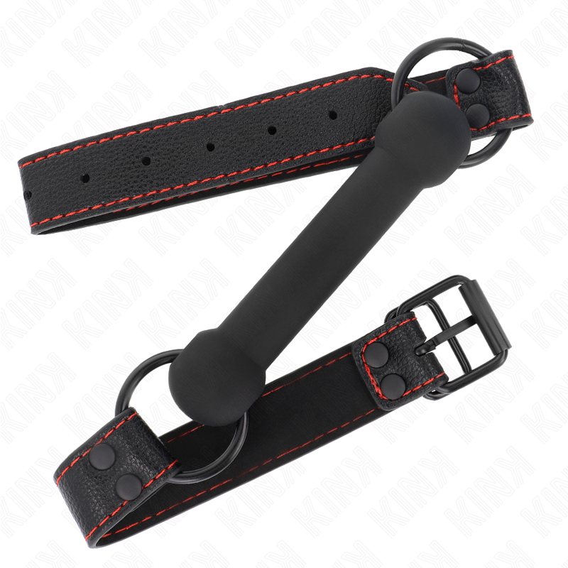 Bâillon Bone Bag Cuir Noir Ajustable 41-57 cm - KINK