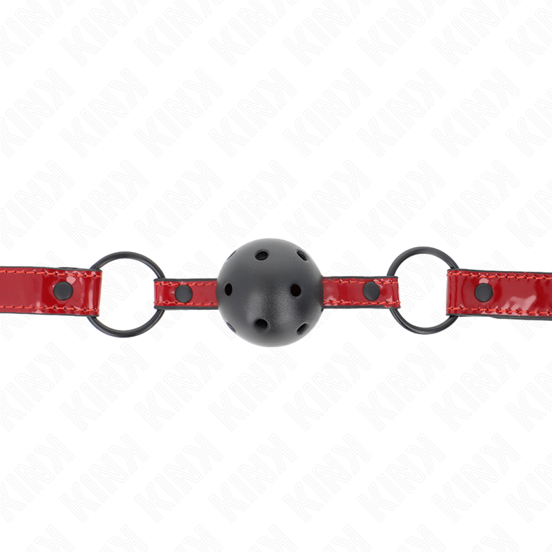 Bâillon Boule Cuir Brillant 4,5cm Ajustable - KINK