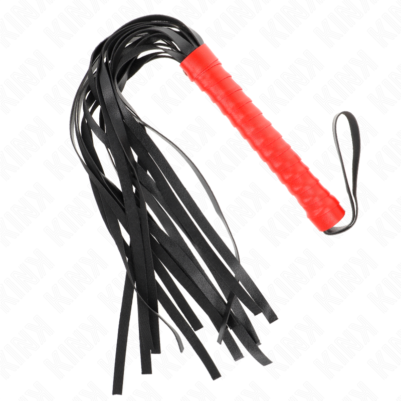 KINK - Mini Fouet BDSM Rouge avec Lanière de sécurité - 50 cm