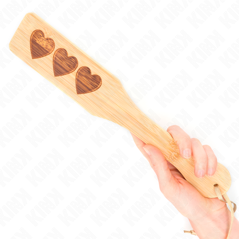 KINK - Paddle BDSM en Bambou avec forme de cœur - 32 cm