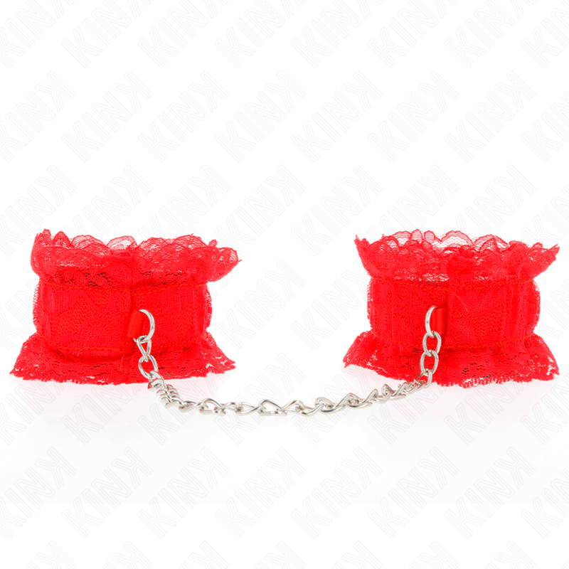 Menottes Attache-Poignets Élastiques Dentelle Rouge - KINK - KINK WRIST RESTRAINT