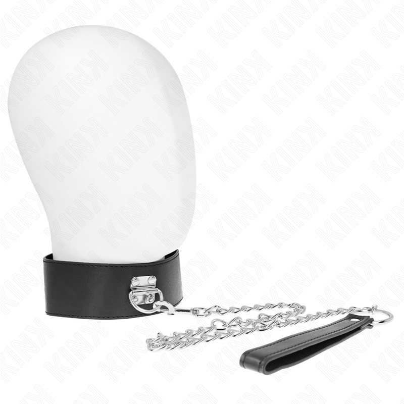 Collier BDSM Basic avec Laisse 65 cm Noir - KINK - KINK COLLAR & GAG