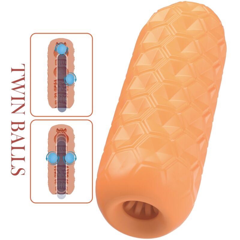 Masturbateur Masculin Pretty Love Double Boules Orange - Pretty Love