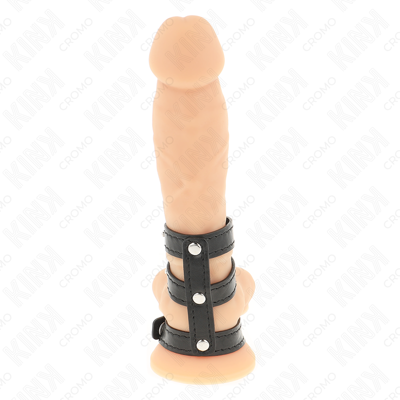 Anneau Pénien Triple Cuir Fermeture Pression - KINK - KINK RING POWER