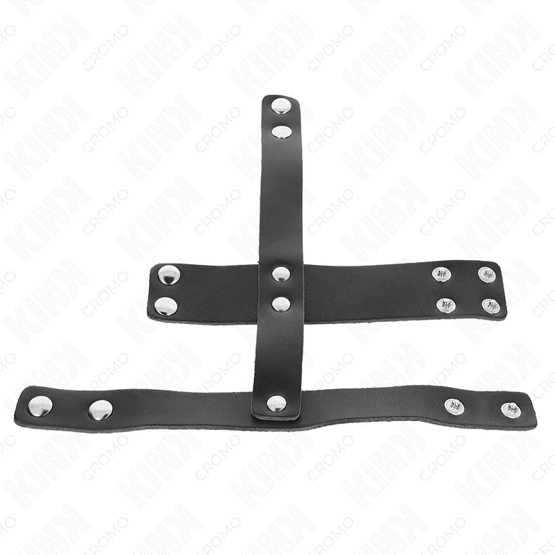 Anneau de cage à pénis en cuir avec séparateur de balles réglable - Kink - KINK RING POWER