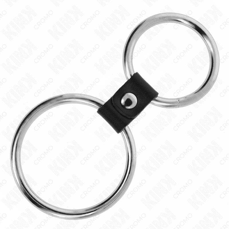 Anneau Pénien Double Métal Cuir Réglable 3,7-5cm - KINK - KINK RING POWER