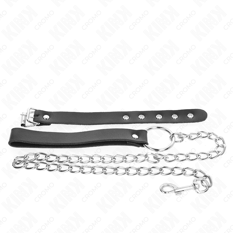 Anneau Pénien en Cuir avec Sangle et Chaîne - KINK - KINK RING POWER
