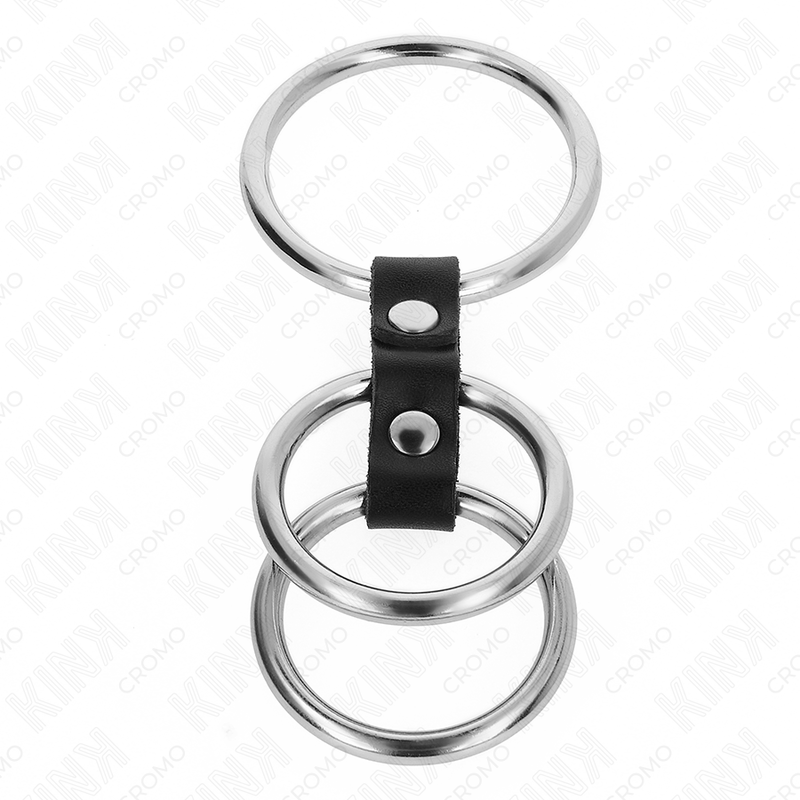 Anneau pénien triple métal 3,7-5 cm avec cuir - Kink - KINK RING POWER
